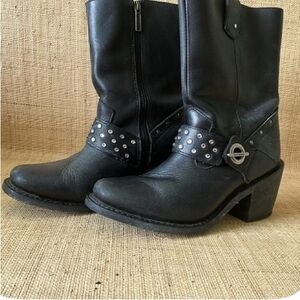 Harley-Davidson Black Studded Moto Boots